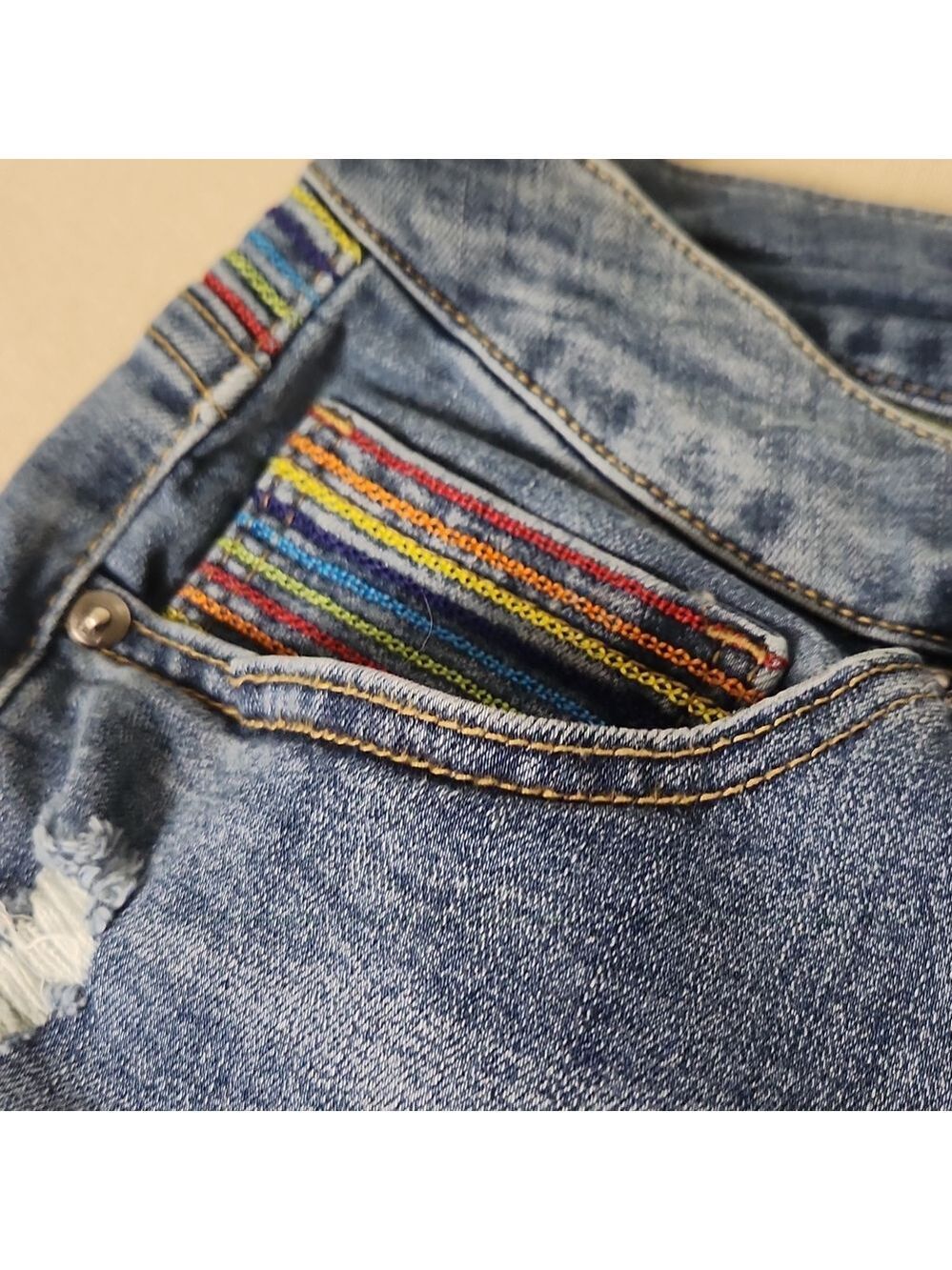 Lane Bryant Jean Shorts With Rainbow Accents Size 22 - Picture 3 of 4
